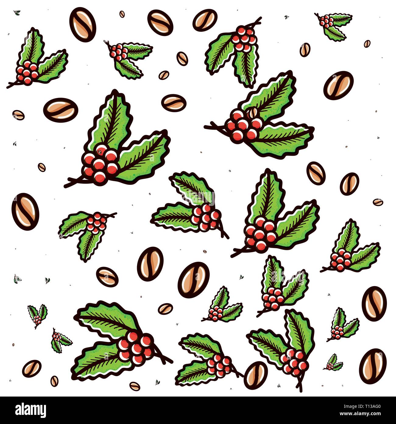 pattern of plant coffee and grains vector illustration design Stock ...