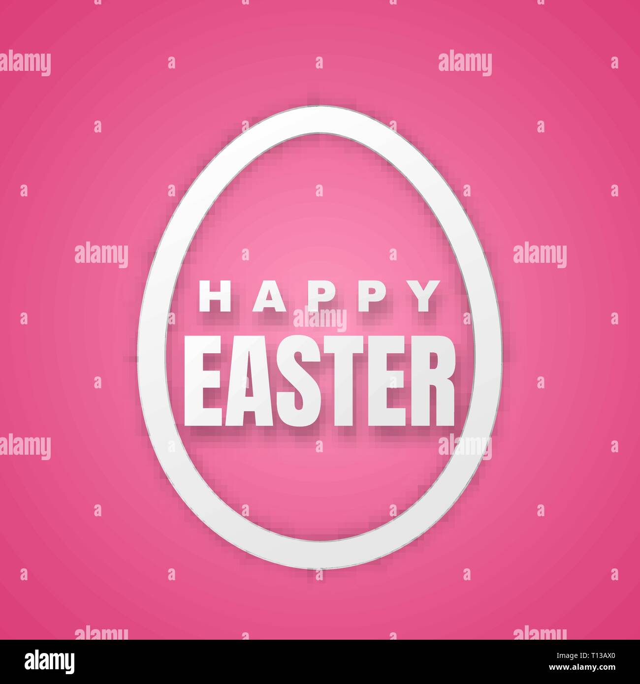 Happy Easter Greeting Card with Color Paper Easter Egg on Pink ...