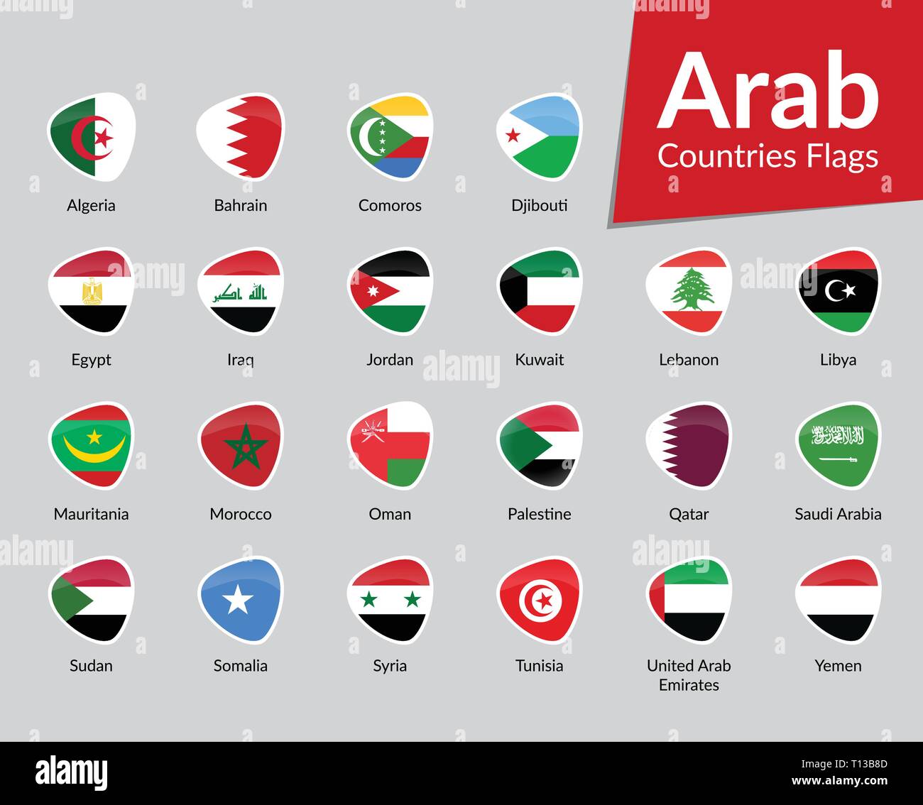 Arab Countries Flags vector icon collection Stock Vector