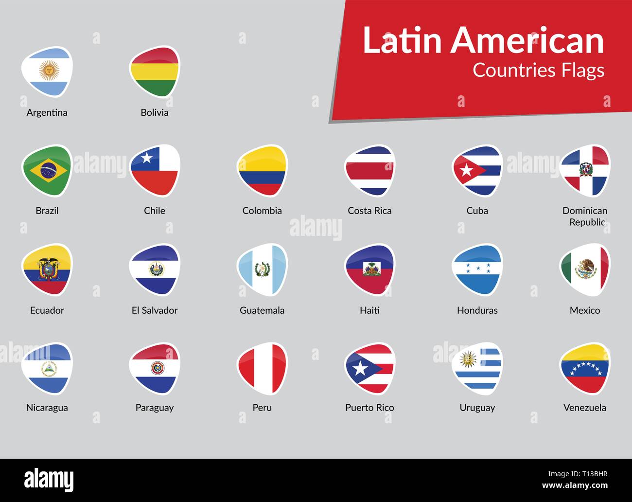 latin american Countries Flags vector icon collection Stock Vector