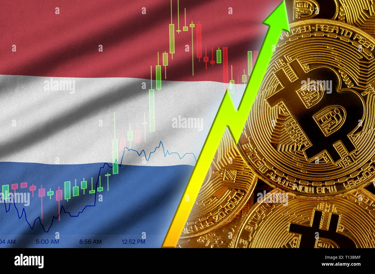 Netherlands bitcoin flag, national flag cryptocurrency concept black  background Stock Photo - Alamy