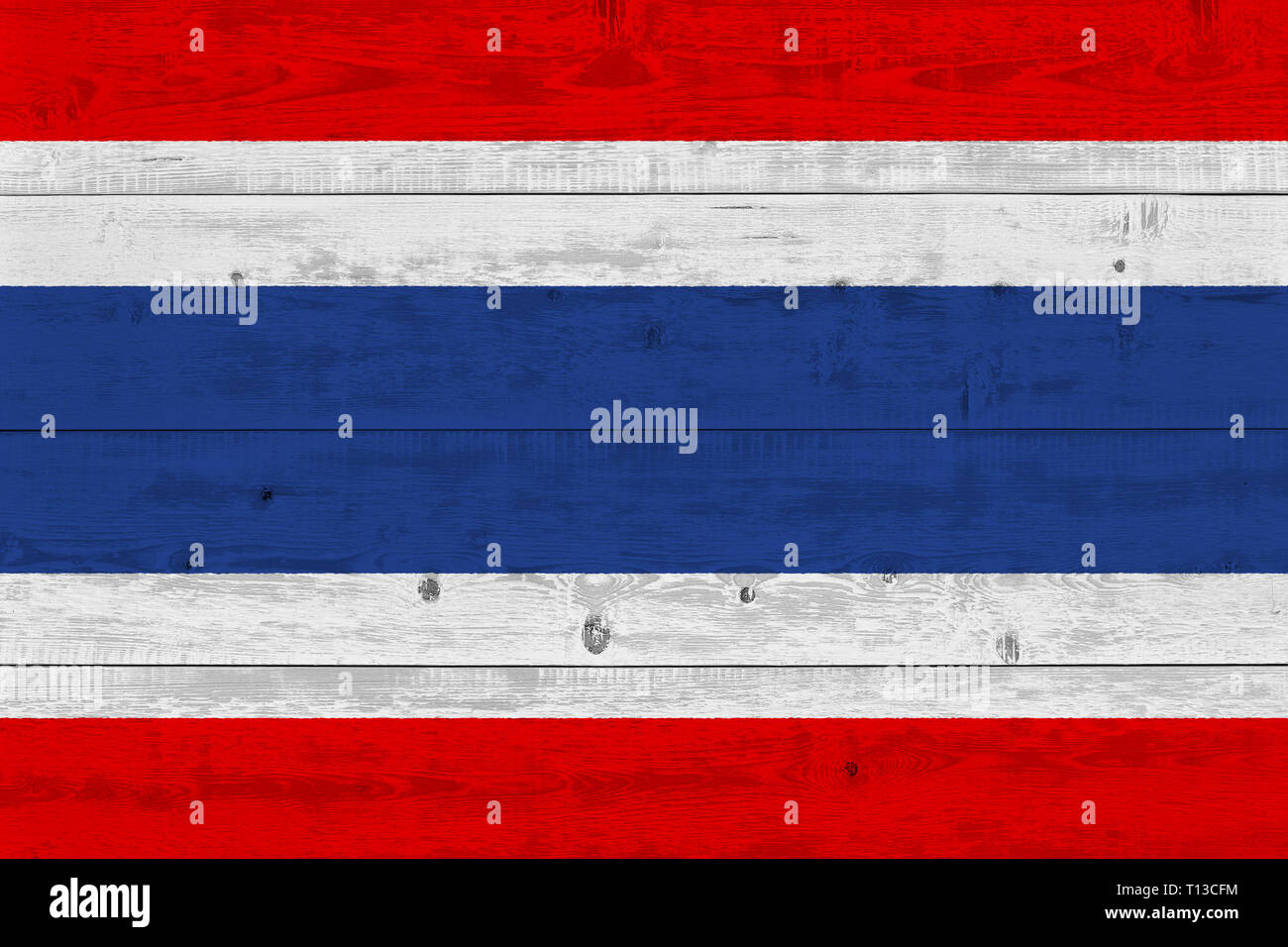 Thailand flag painted on old wood plank. Patriotic background. National ...