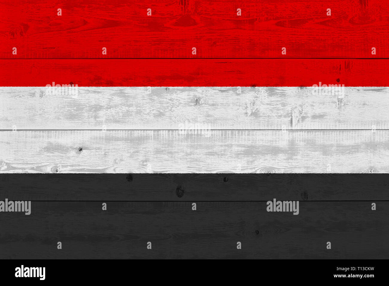 Yemen flag painted on old wood plank. Patriotic background. National ...
