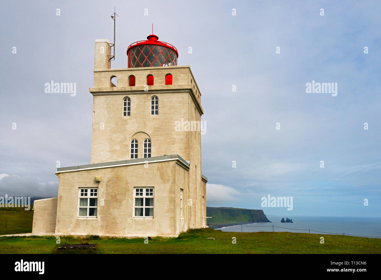 Lighthouse at Dyrholaey, Vik, Iceland Stock Photo