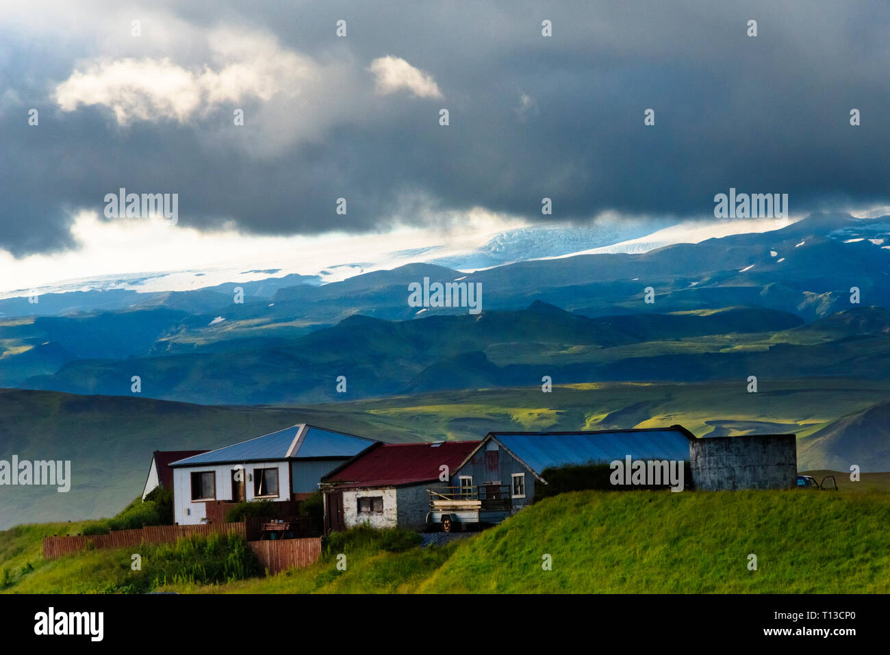 Farm houses, Vik, Iceland Stock Photo