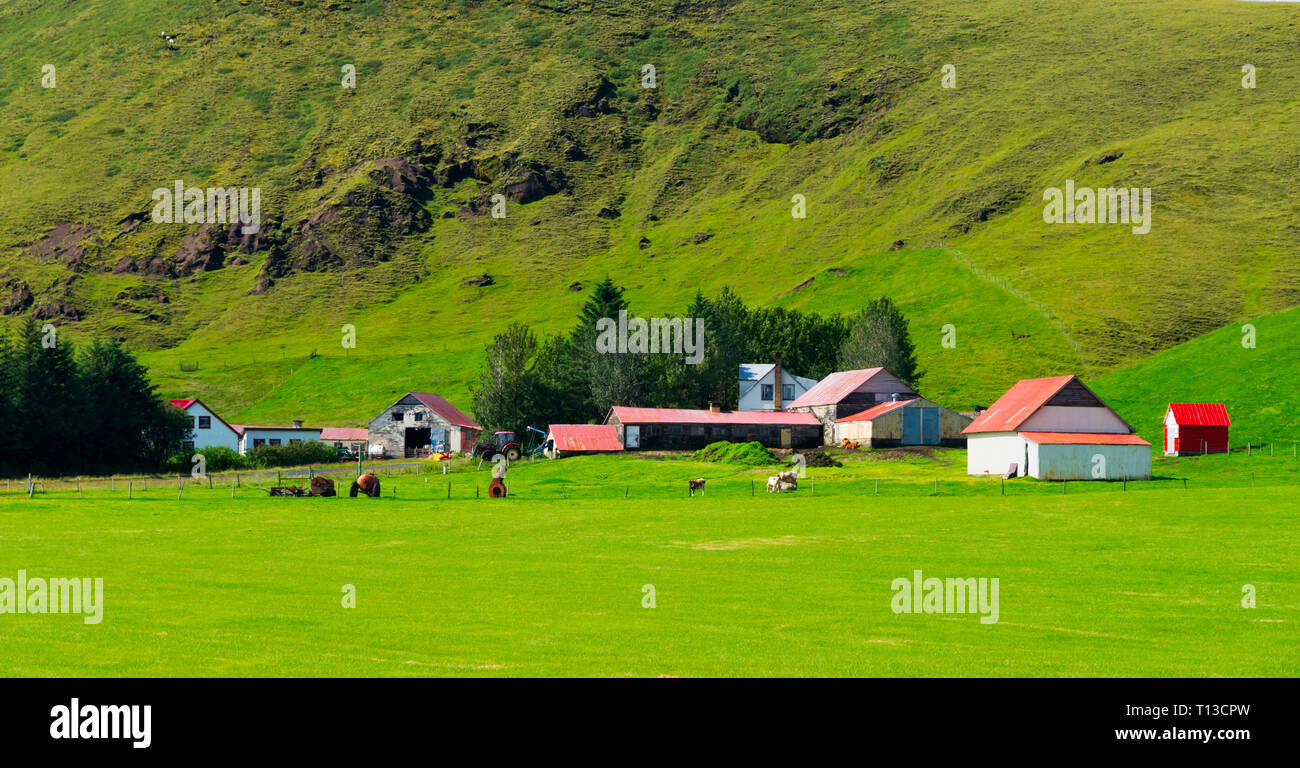 Farm house in the mountain, south Iceland Stock Photo Alamy