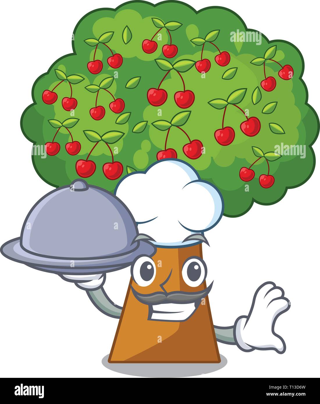 Chef with food cherry tree toys in character shape Stock Vector Image ...