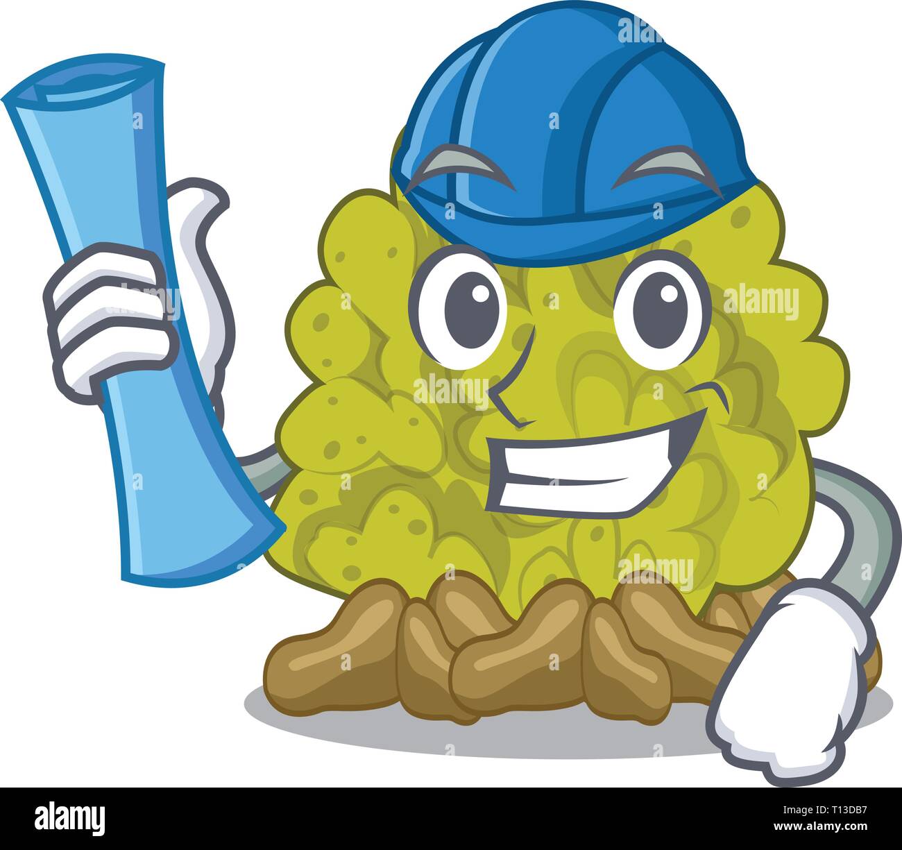 Architect miniature green coral reef with mascot Stock Vector