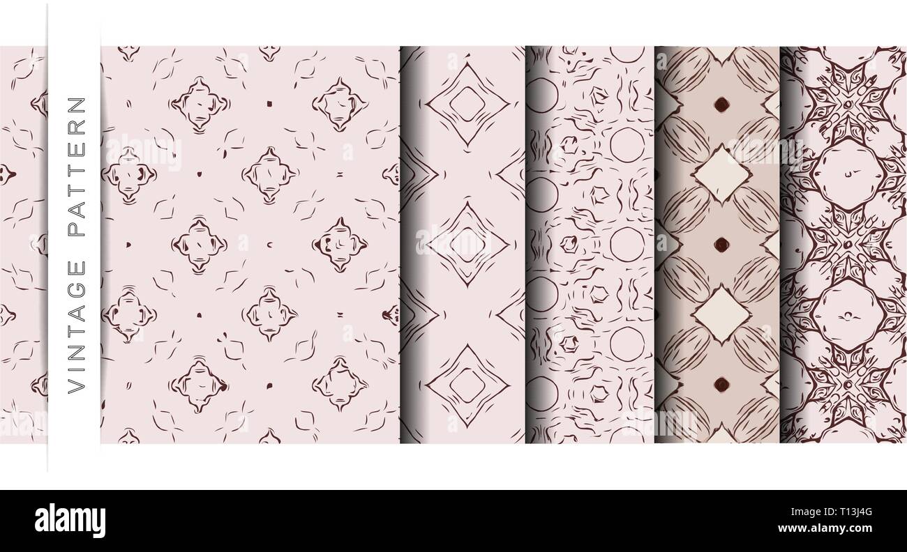 Set of Beautiful Vector Illustration Texture Pattern of Wallpaper ...