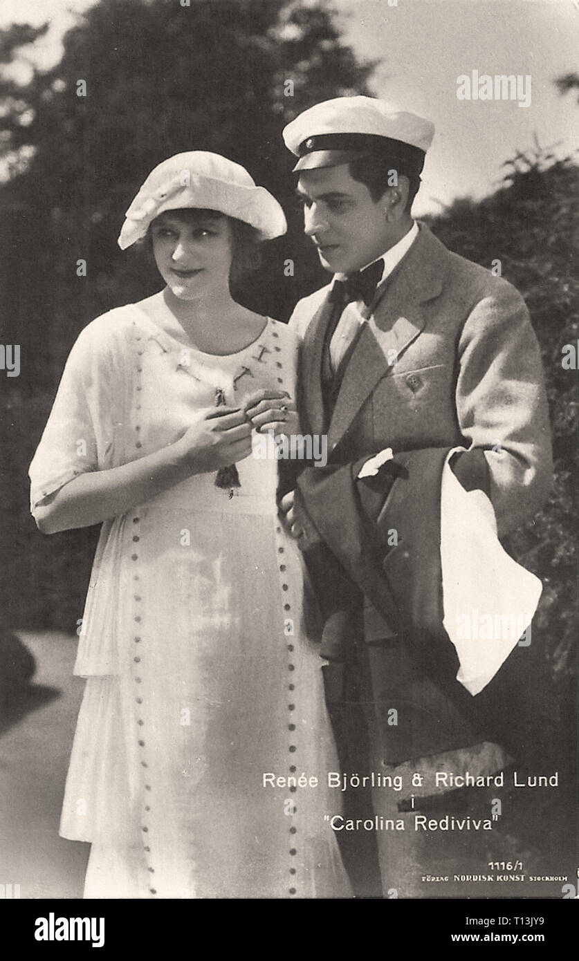 Promotional photography of Renée Björling and Richard Lund in Carolina Rediviva - Silent movie era Stock Photo