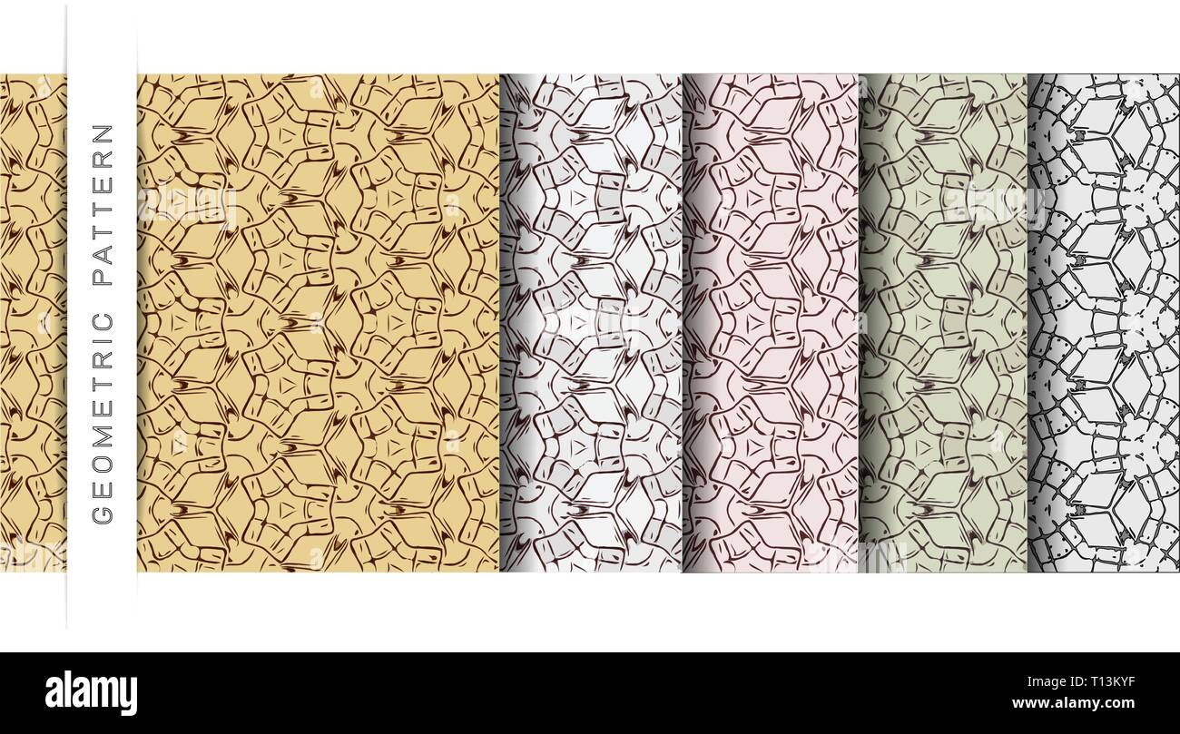 Set of Beautiful Vector Illustration Geometric Pattern of Wallpaper ...