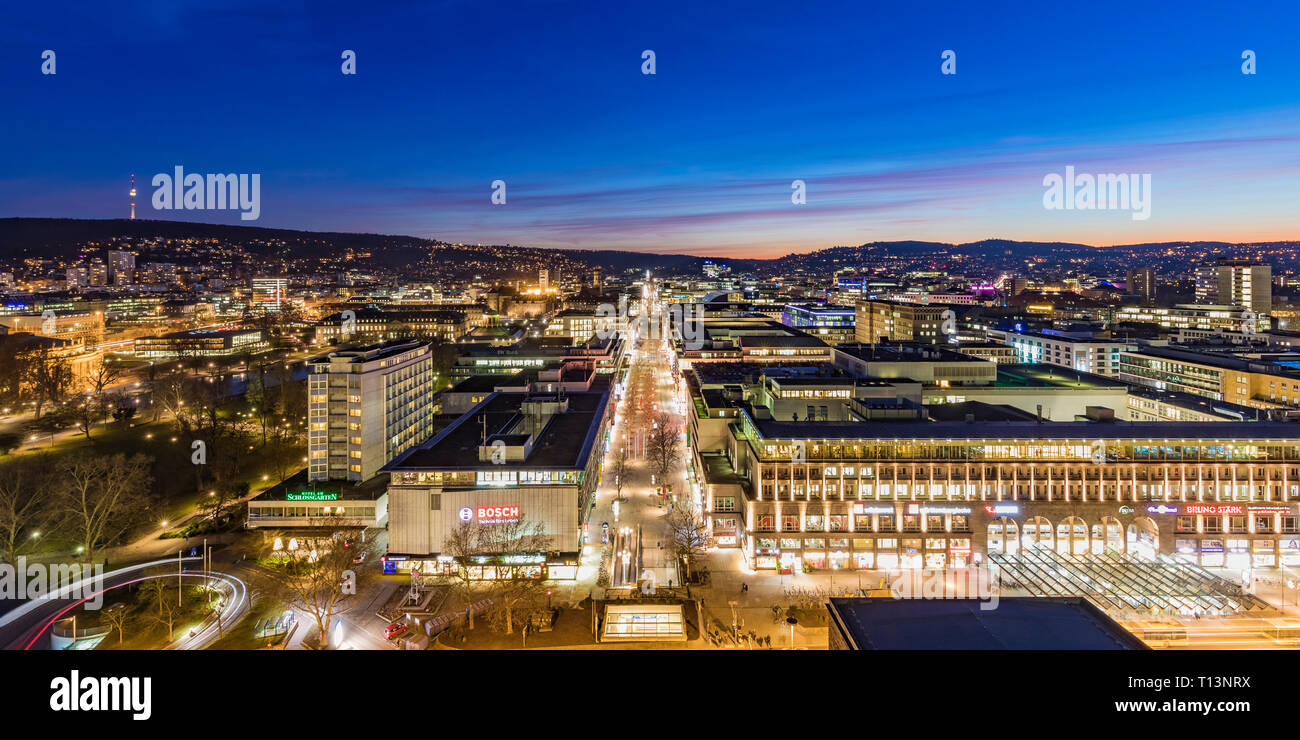 Shopping mile koenigstrasse blue hour hi-res stock photography and ...