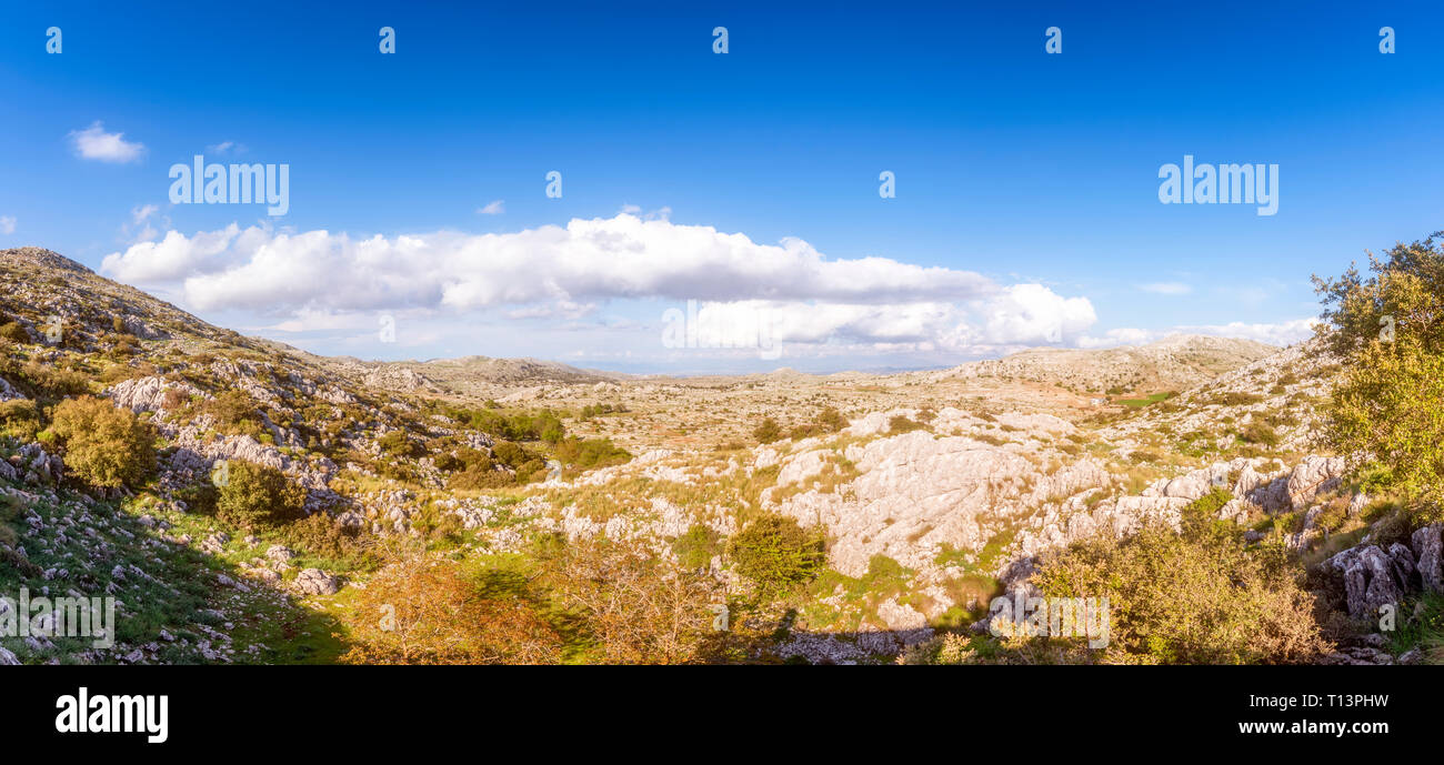 Spain, Andalucia, panoramic view of Sierra de Loja mountains Stock Photo