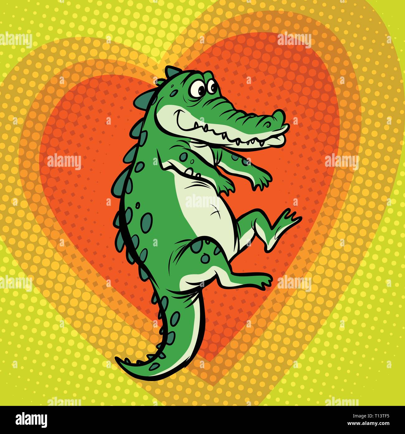 crocodile character, cute heart love Stock Vector