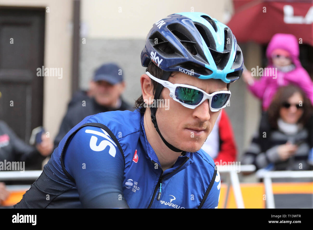 Milan, Italy. 22nd Mar, 2019. Geraint Thomas of Team SKY during the Milan  san Remo 2019,110th Edition, Presentation des Teams on March 23, 2019 in  Milan, Italy - Photo Laurent Lairys/MAXPPP Credit: