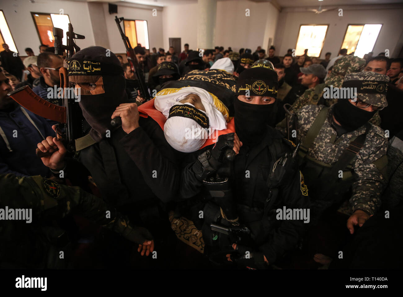 Gaza City, The Gaza Strip, Palestine. 23rd Mar, 2019. Funeral of Jehad Hararah in Gaza city, Jehad was killed by Israeli troops at a protest east of Gaza city yesterday. Credit: Dawoud Abo Al Kas/Quds Net News/ZUMA Wire/Alamy Live News Stock Photo