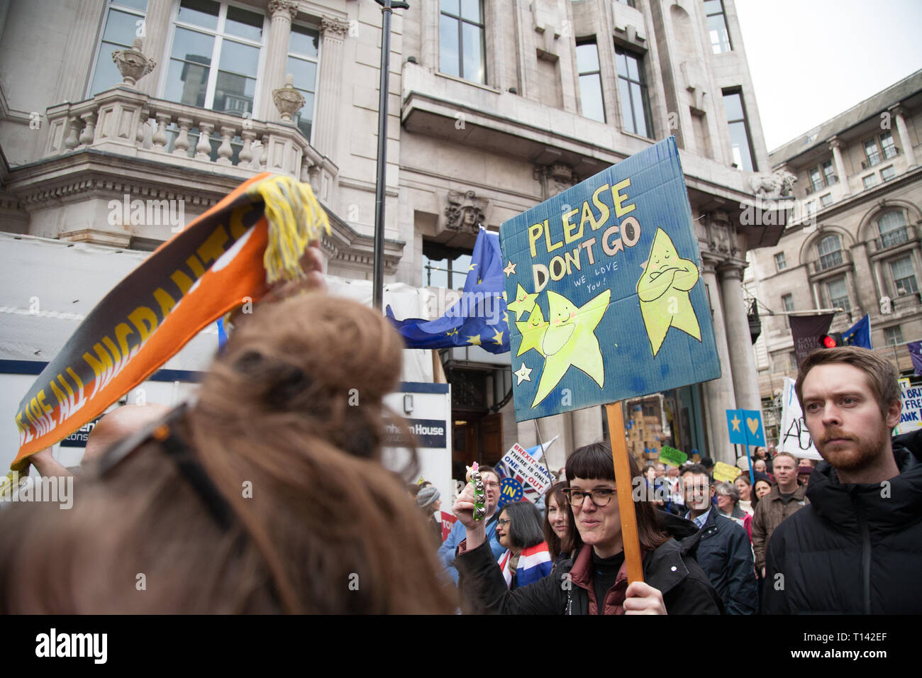 London, UK, 23rd March, 2019, Brexit march: Thousands join referendum protest. Costanza Umilta/Alamy Live News Stock Photo