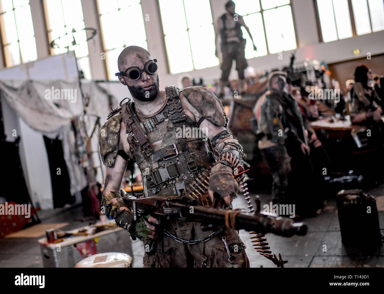 Berlin, Germany. 23rd Mar, 2019. Cosplayer of the group 'Cult of Chrome' at the 'Walker Stalker Con' in the Messe Berlin. At the meeting for fans of the series 'Game of Thrones' and 'The Walking Dead' fans can meet their idols. Credit: Britta Pedersen/dpa-Zentralbild/dpa/Alamy Live News Stock Photo
