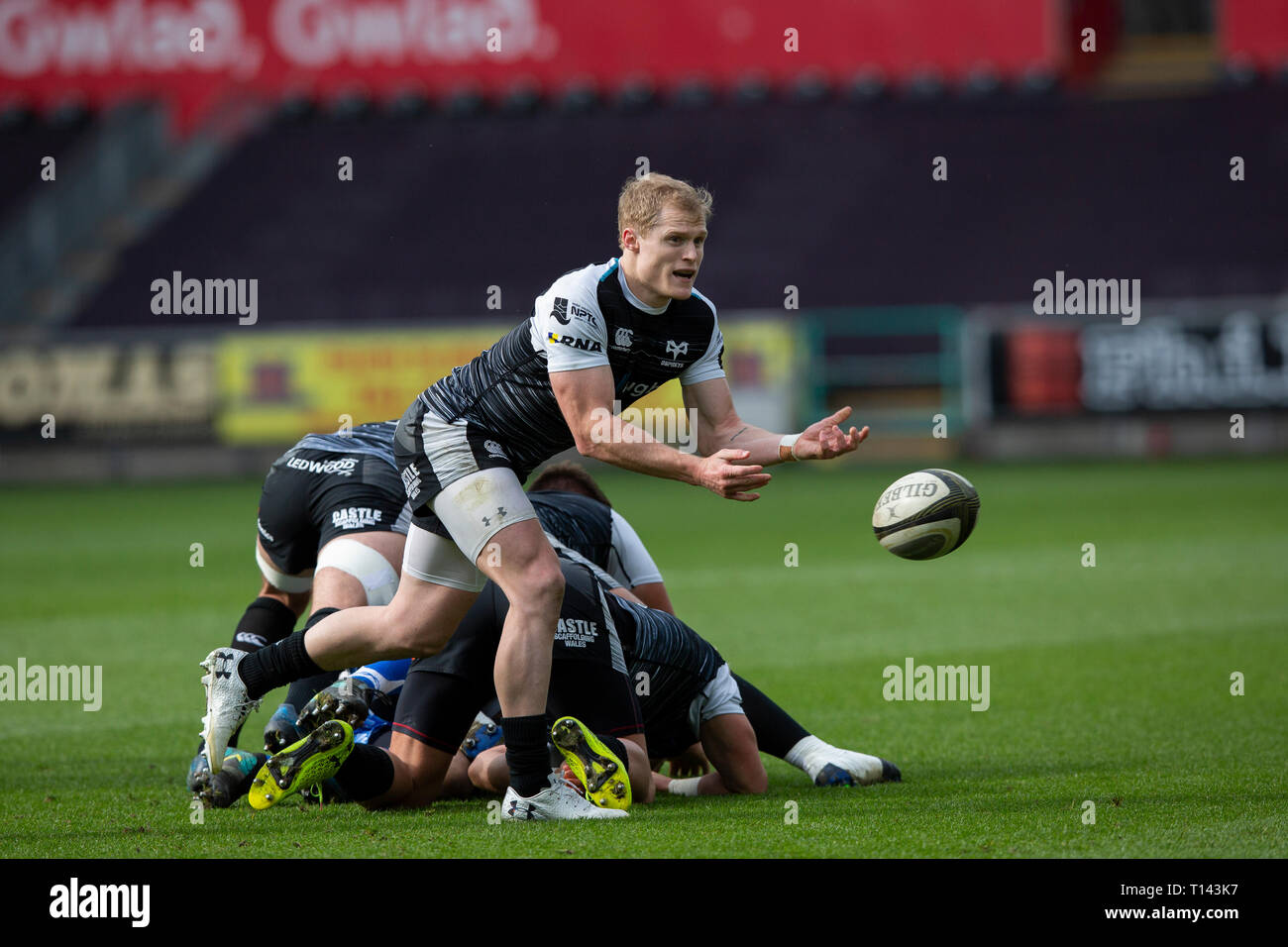 Liberty Stadium, Swansea, Wales, UK. Saturday 23 March 2019. Ospreys ...