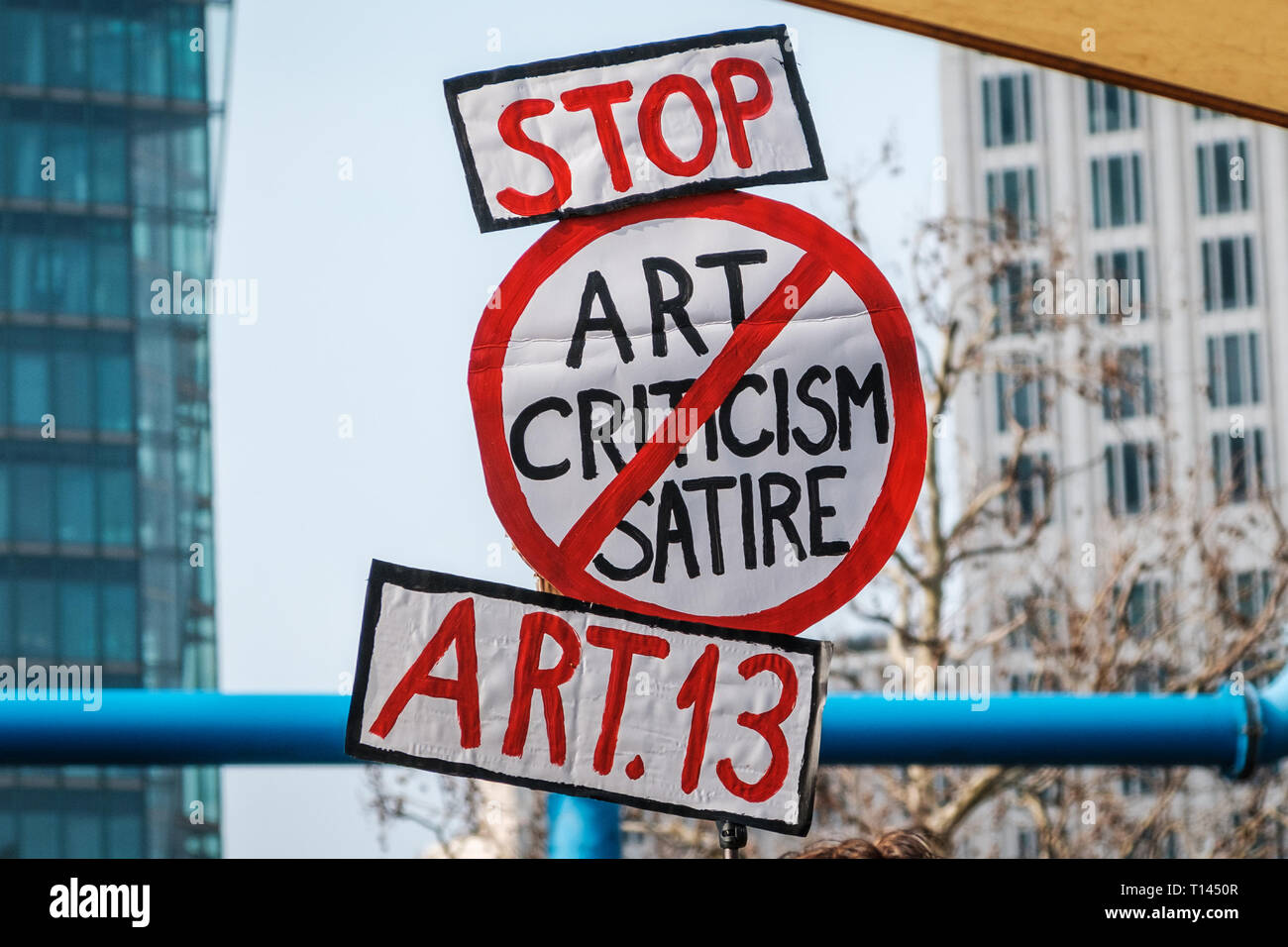 Berlin, Germany. 23rd March, 2019: Demonstration against EU copyright reform /article 11 and article 13 in Berlin Germany. Credit: hanohiki/Alamy Live News Stock Photo