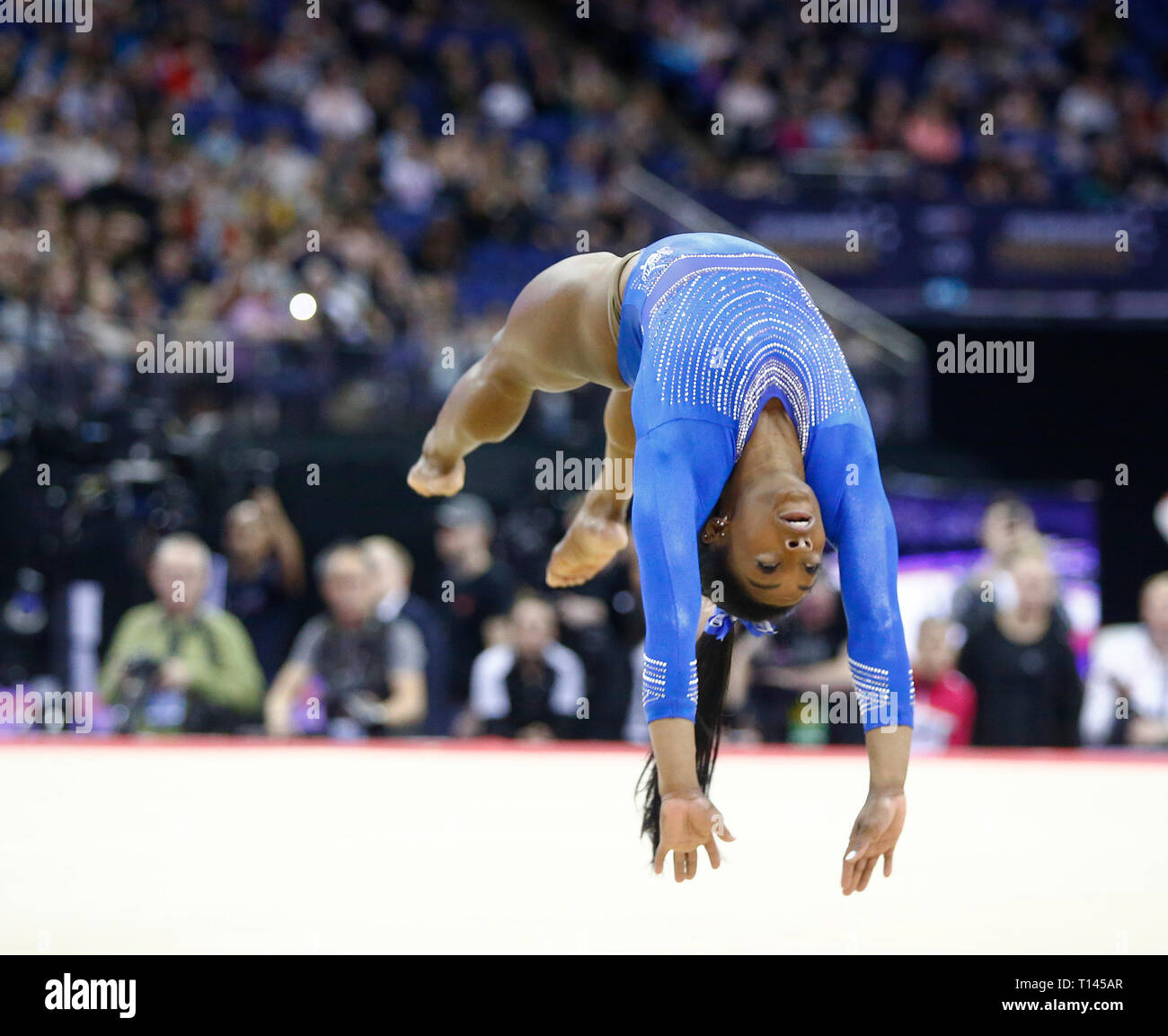 London, UK. 23rd Mar, 2019. London, 23 March, 2019 Simone Biles of USA during her floor performance during The Superstars of Gymnastics at 02 Areana, London, England on 23 Mar 2019. Credit: Action Foto Sport/Alamy Live News Stock Photo