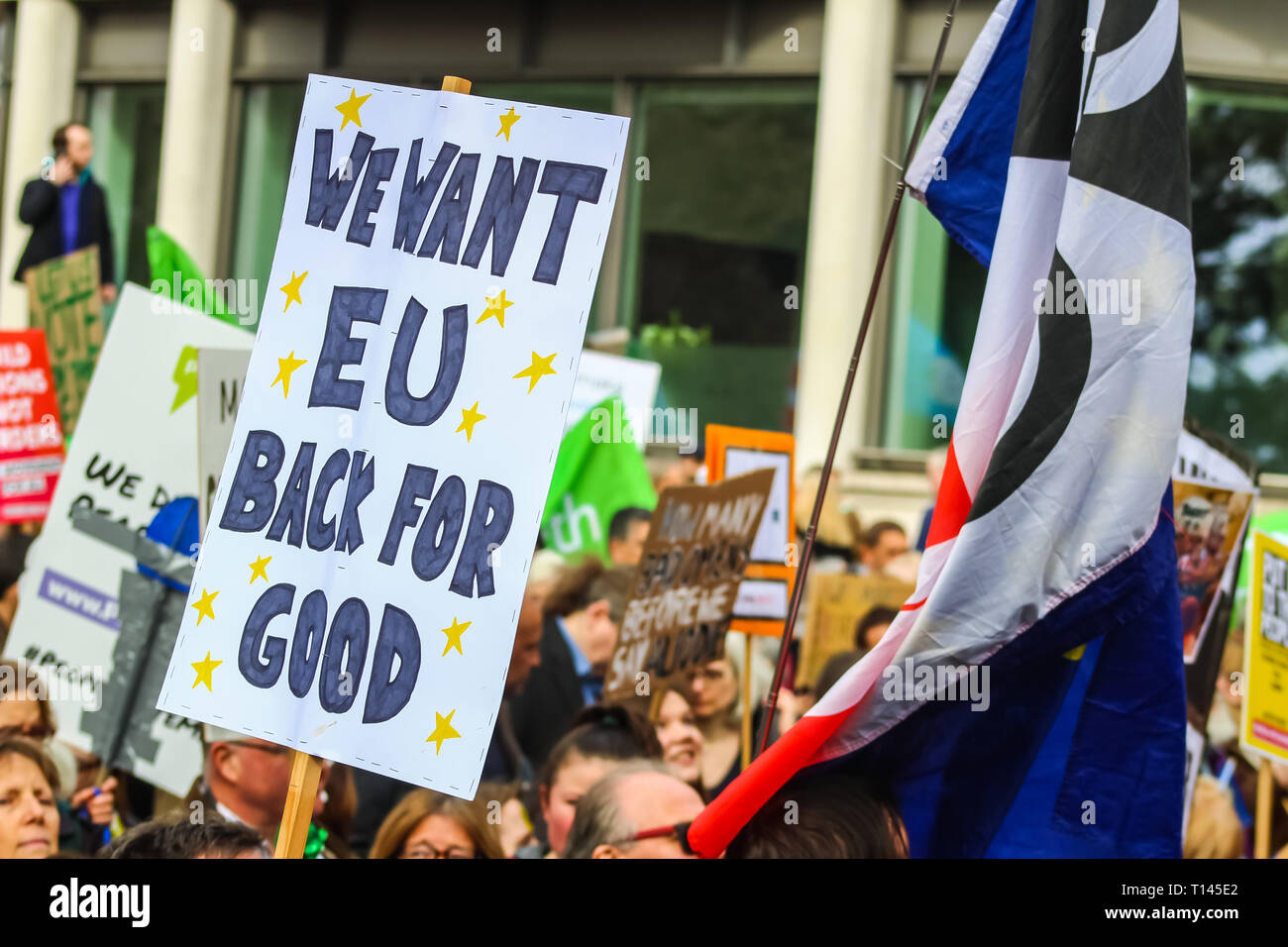 London, UK. 23rd Mar, 2019. People's Vote March, activists and ...
