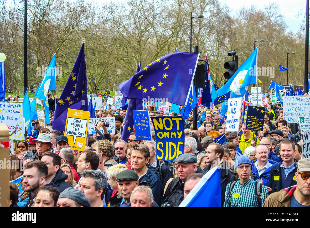 London, UK. 23rd Mar, 2019. People's Vote March, activists and ...