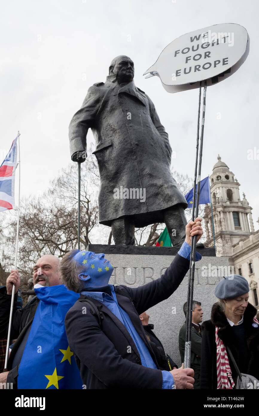London, UK 23rd March 2019: Seven days before the original for the UK to leave the EU, hundreds of thousands of Brexit protestors marched through central London calling for another EU referendum. Organisers of the 'Put It To The People' campaign say more than a million people joined the march before rallying in front of Parliament. Photo by Richard Baker / Alamy Live News Stock Photo