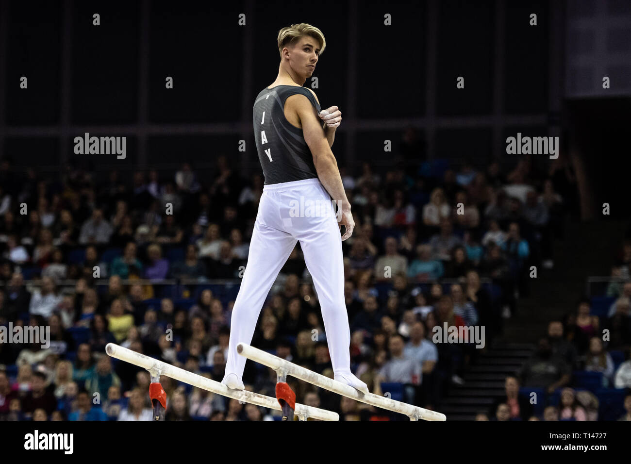 London, UK. 23rd March, 2019. Jay Thompson during the Matchroom Multisport presents the 2019 Superstars of Gymnastics at The O2 Arena on Saturday, 23 March 2019. LONDON ENGLAND. Credit: Taka G Wu/Alamy News Stock Photo