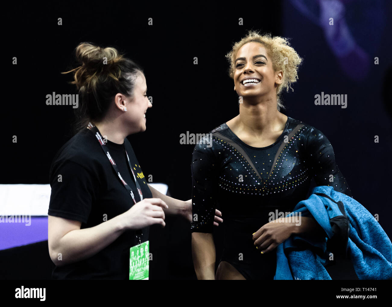 London, UK. 23rd March, 2019. Danusia Francis performs on the Beam during the Matchroom Multisport presents the 2019 Superstars of Gymnastics at The O2 Arena on Saturday, 23 March 2019. LONDON ENGLAND. Credit: Taka G Wu/Alamy News Stock Photo