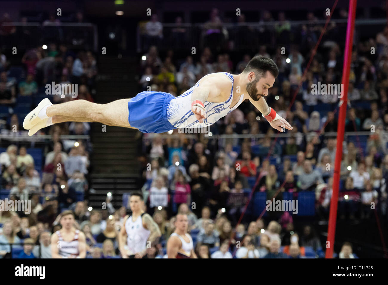 London, UK. 23rd March, 2019. James Hall performs Floor Exercise during the Matchroom Multisport presents the 2019 Superstars of Gymnastics at The O2 Arena on Saturday, 23 March 2019. LONDON ENGLAND. Credit: Taka G Wu/Alamy News Stock Photo