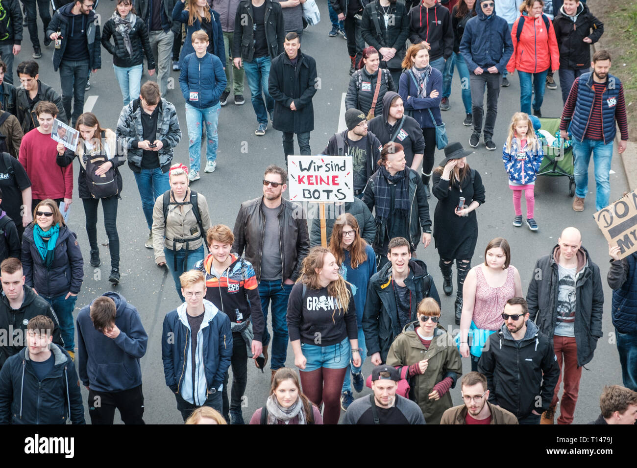 Berlin, Germany - march 23, 2019: Demonstration against EU copyright reform  / article 11 and article 13  in Berlin Germany. Stock Photo