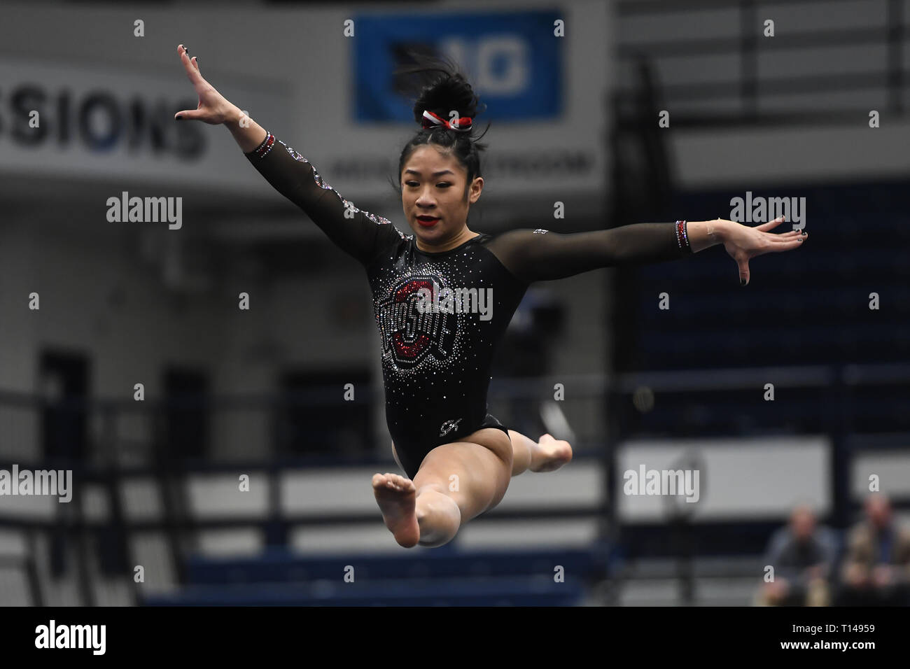 University Park, Pennsylvania, USA. 23rd Mar, 2019. DANICA ABANTO from the Ohio State competes on the floor exercise at Rec Hall in University Park, Pennsylvania. Credit: Amy Sanderson/ZUMA Wire/Alamy Live News Stock Photo