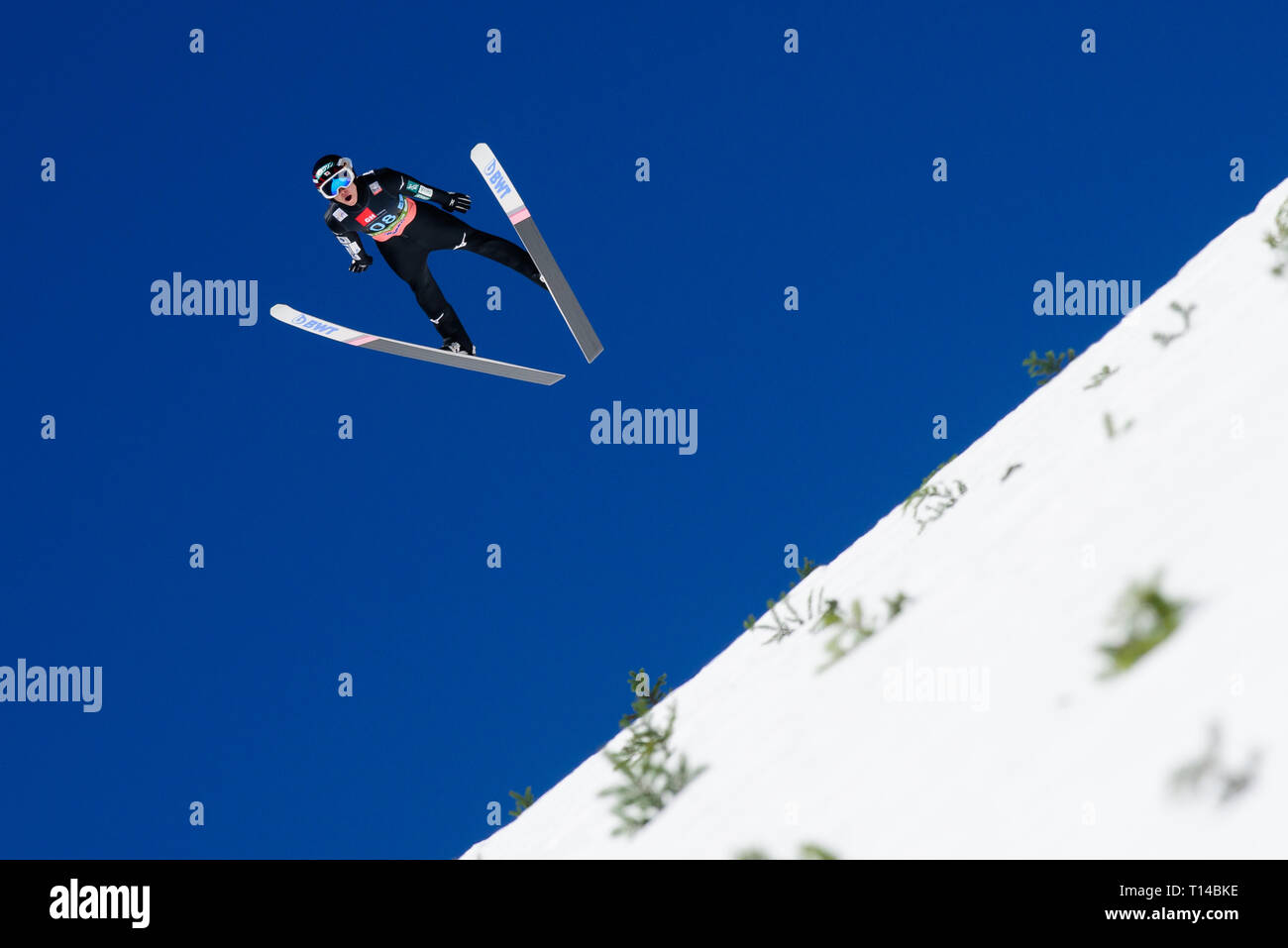 Ryoyu Kobayashi of Japan in action during the team competition at ...