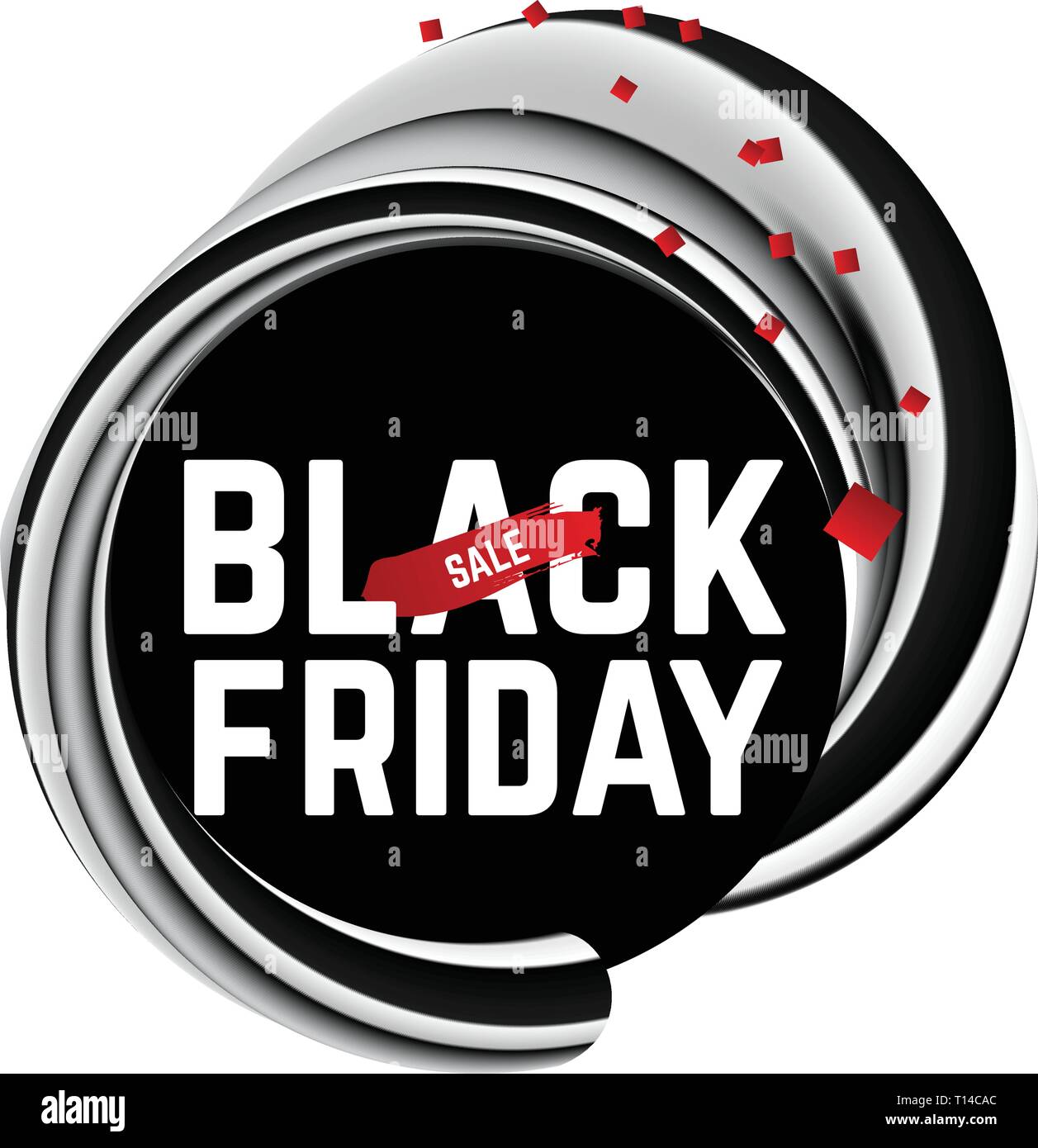 rBlack friday iscription on black white 3d vector liquid gradient background Stock Vector