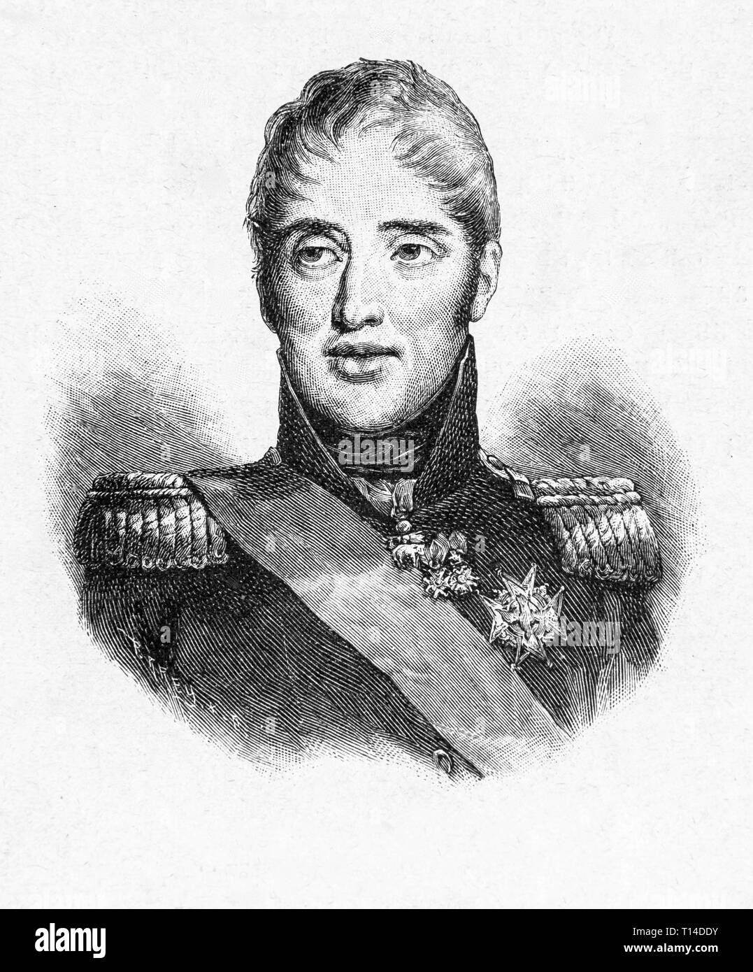 Karl X; King of France.; Portrait of Charles Dushen. Digital improved reproduction from Illustrated overview of the life of mankind in the 19th century, 1901 edition, Marx publishing house, St. Petersburg. Stock Photo