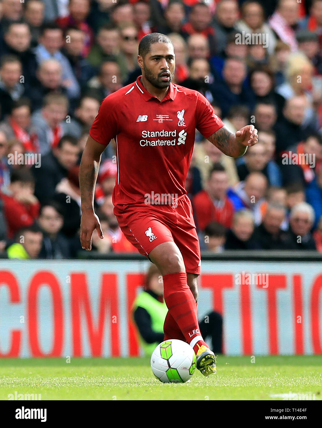 Liverpool's Glen Johnson during the Legends match at Anfield Stadium, Liverpool. Stock Photo