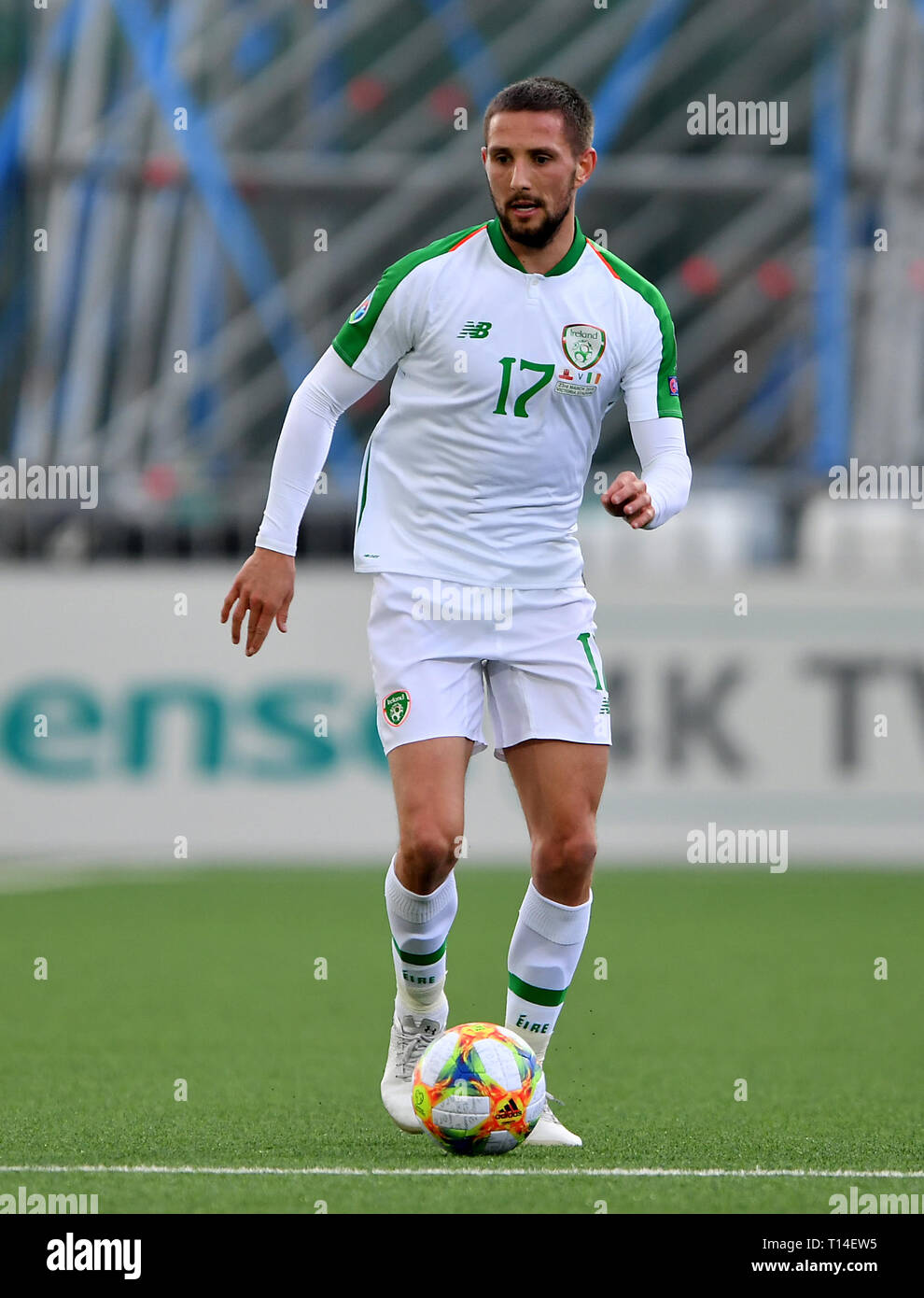 Republic of Ireland's Conor Hourihane during the UEFA Euro 2020 Qualifying, Group D match at the Victoria Stadium, Gibraltar. Stock Photo
