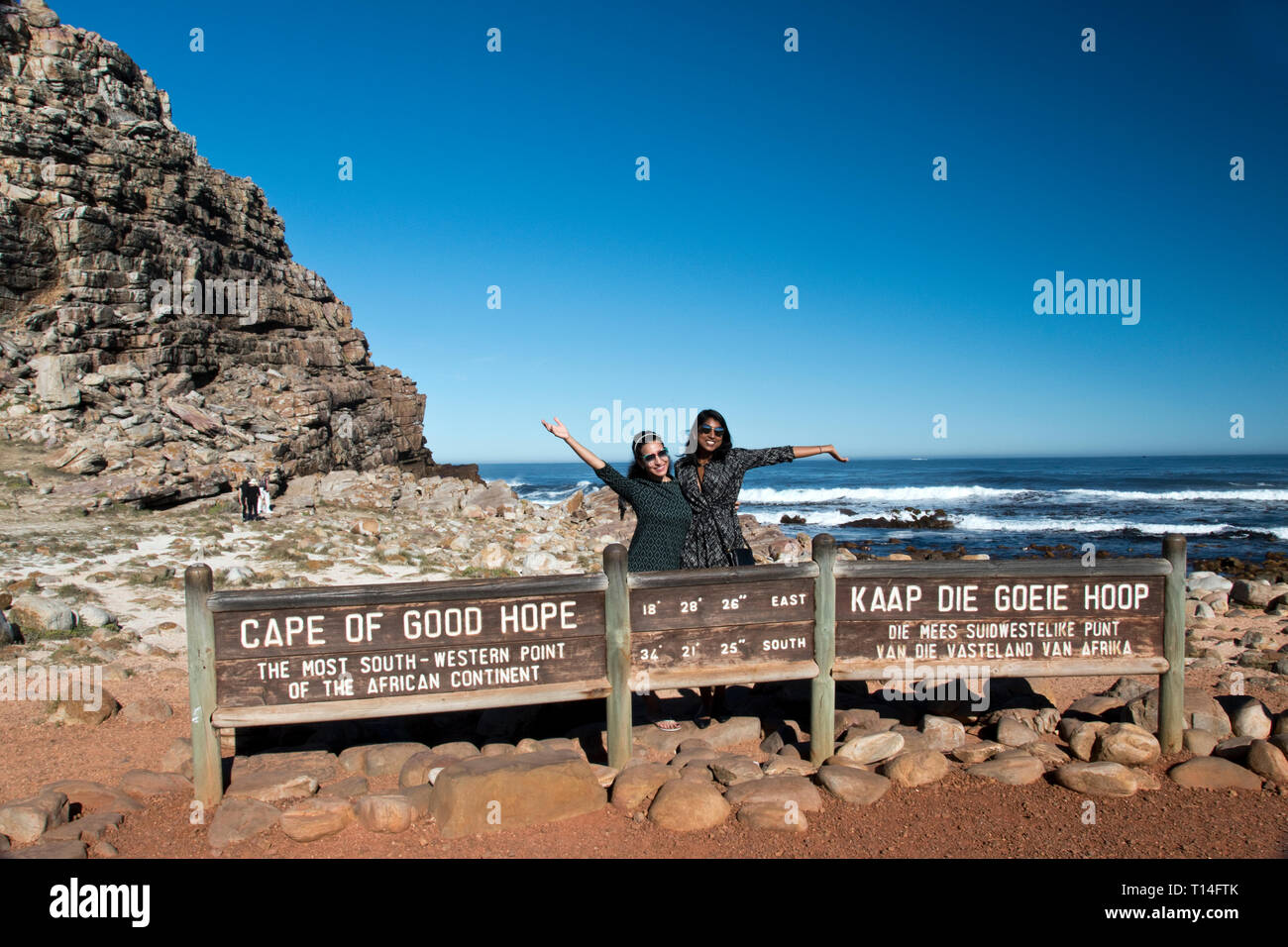 Tourists pose with a sign at the Cape of Good Hope, the most southwestern  spot in Africa, in Table Mountain National Park, South Africa Stock Photo -  Alamy