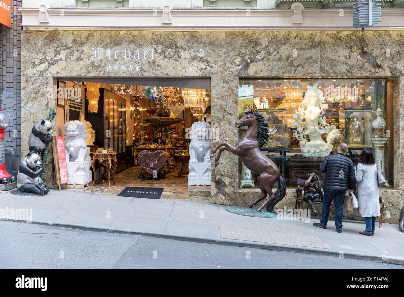 Michael Fine Art & Antiques, Grant Avenue, San Francisco, California, USA Stock Photo Alamy