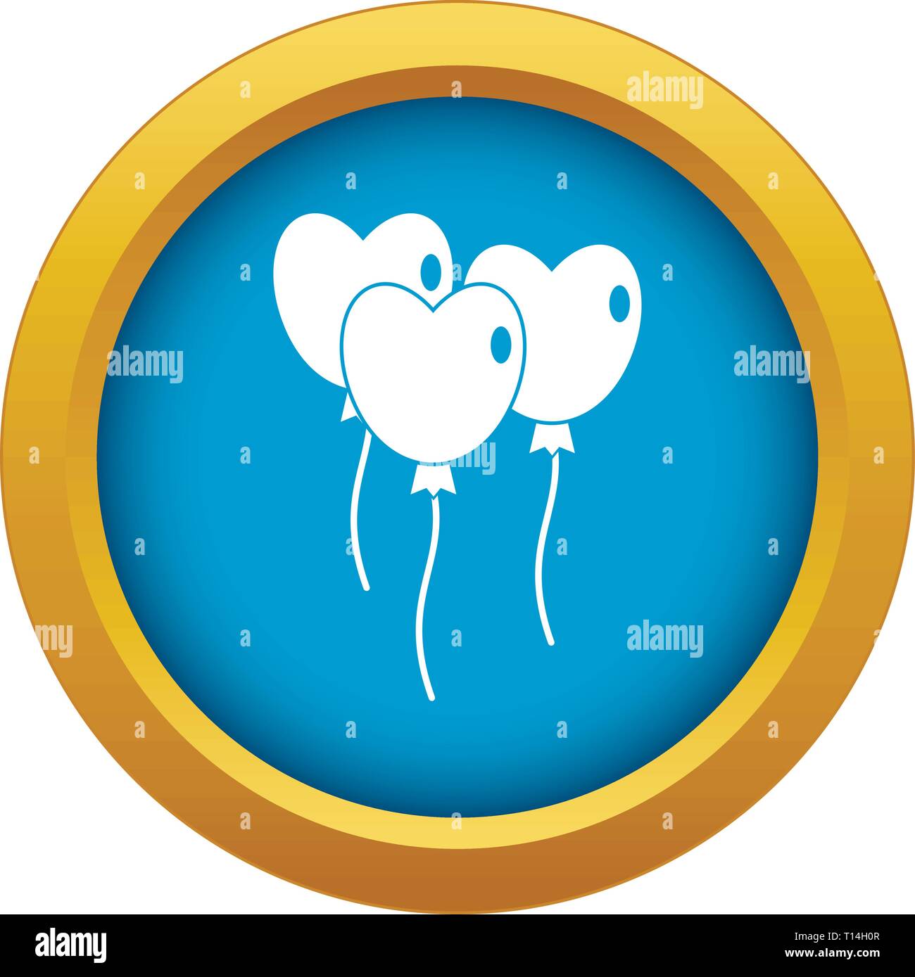 Three balloons in the shape of heart icon blue vector isolated Stock ...