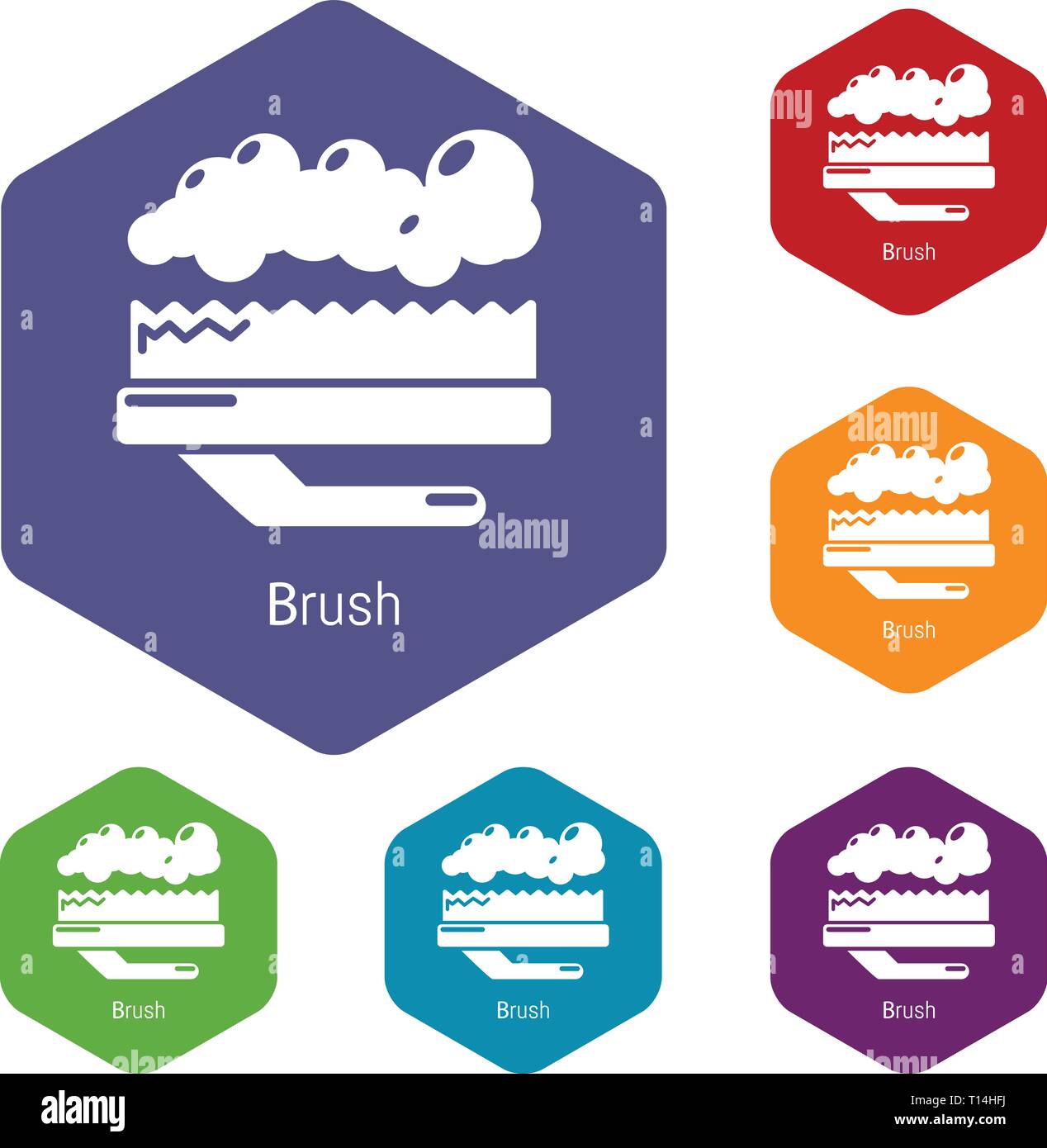 Carpet brush icons vector hexahedron Stock Vector