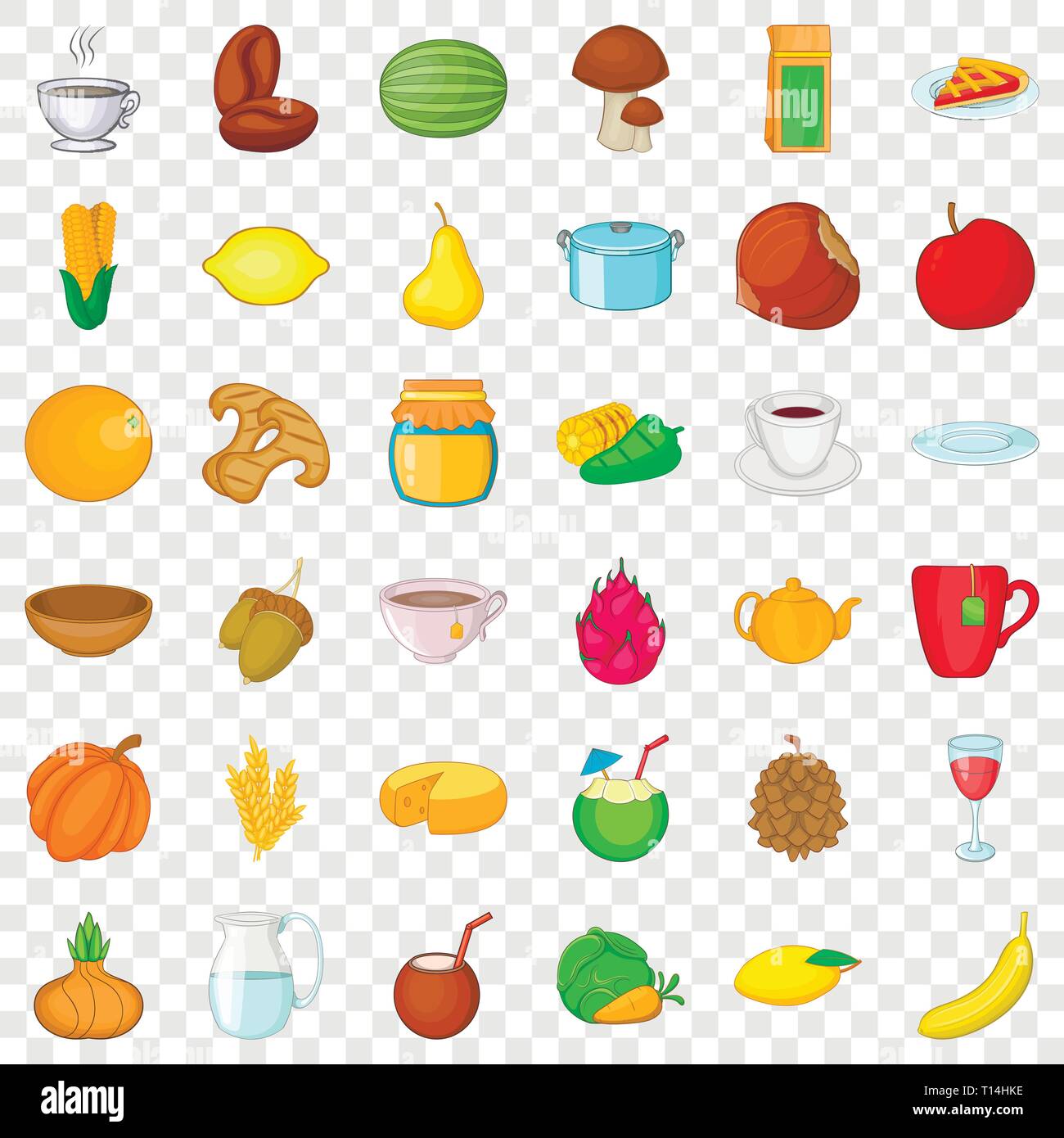 Vegetarian cafe icons set, cartoon style Stock Vector Image & Art - Alamy