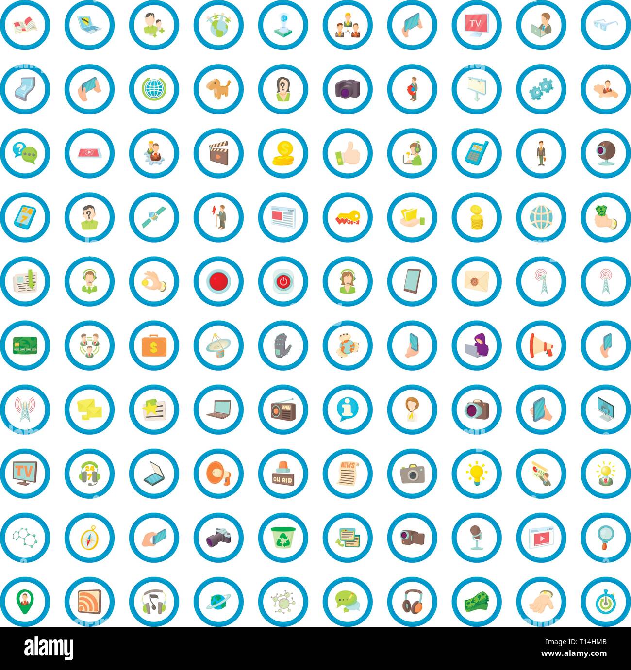 100 media icons set, cartoon style Stock Vector Image & Art - Alamy