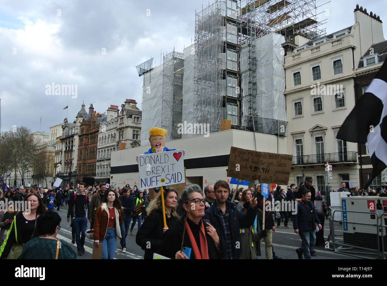 Brexit sign, Trump, The People's Vote March 2019, London, UK Stock Photo