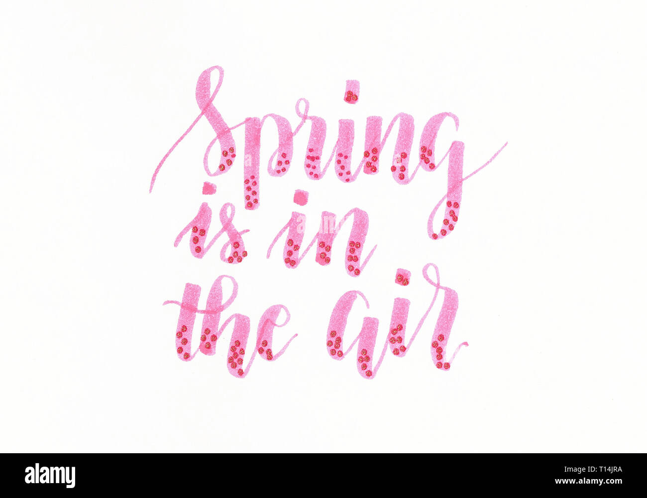 Calligraphy lettering phrase spring Cut Out Stock Images & Pictures - Alamy