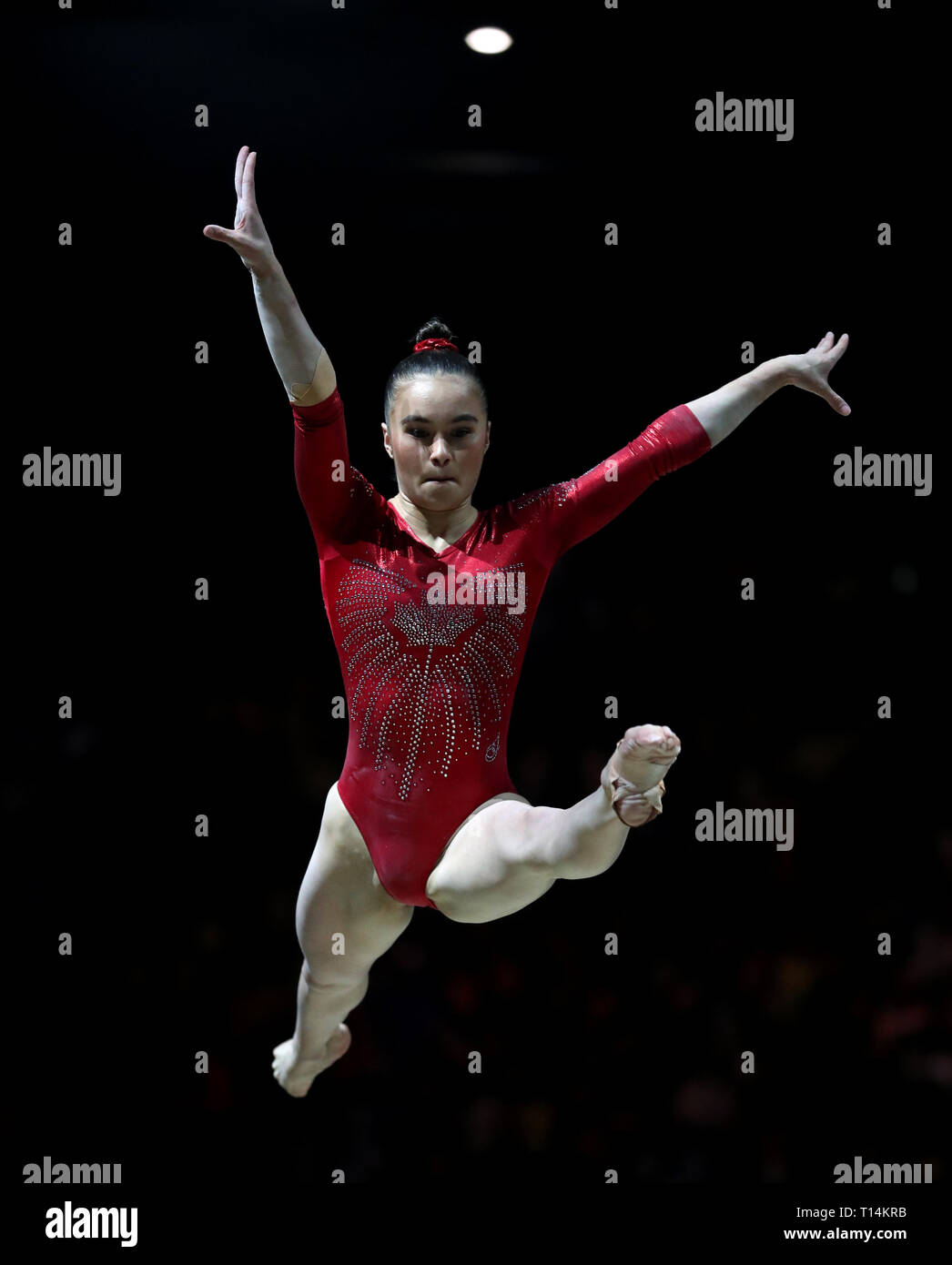 Canada'’s Victoria Woo in action during the Gymnastics World Cup at The Resorts World Arena, Birmingham. Stock Photo
