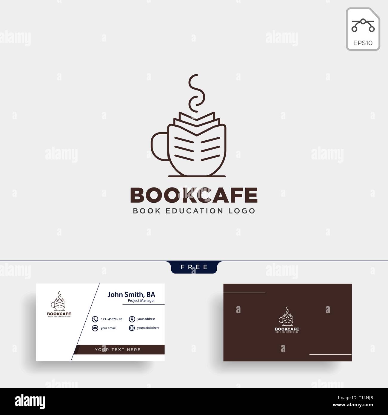 book cup cafe education line black simple logo template vector illustration icon element isolated - vector file Stock Vector