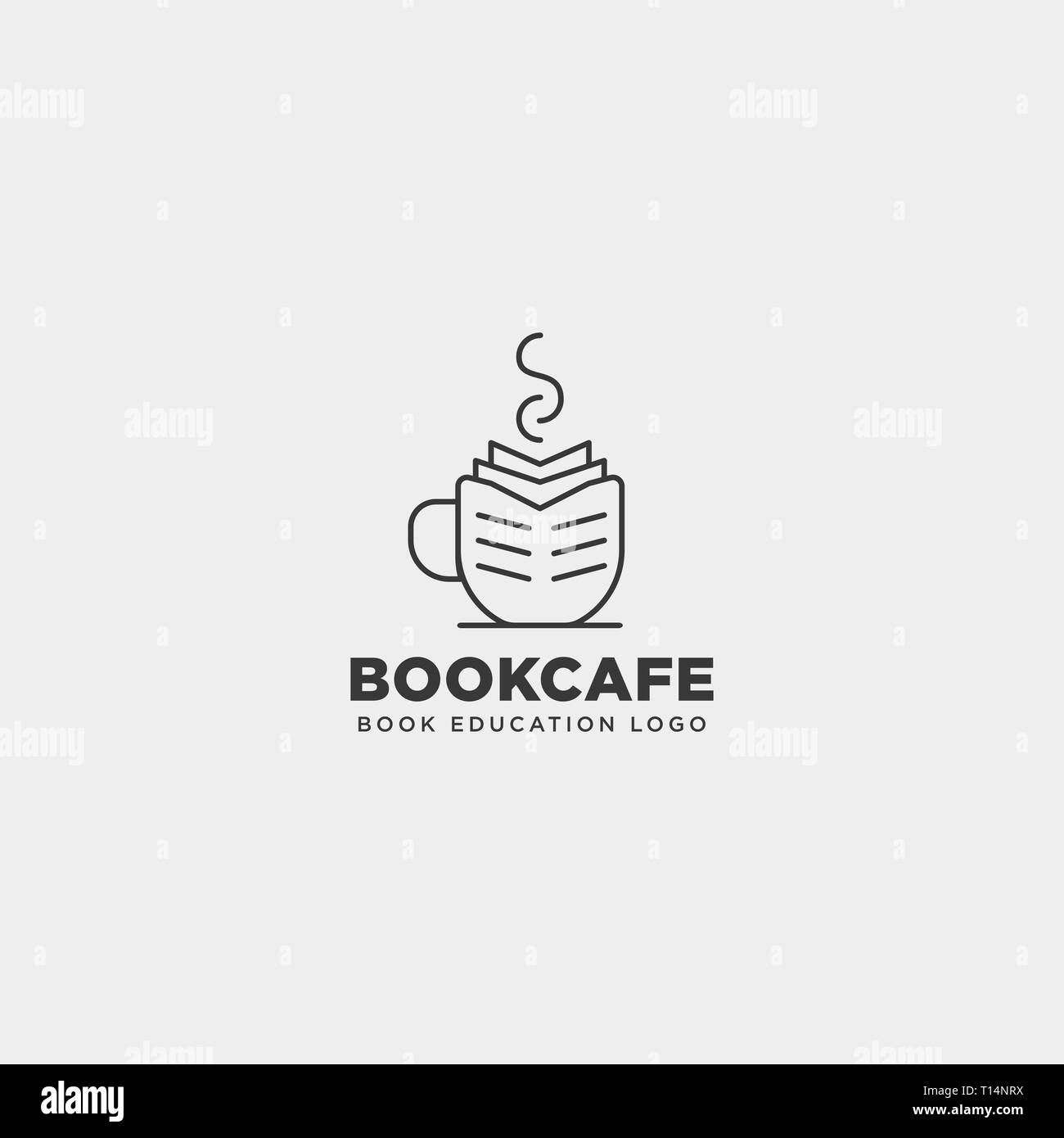 book cup cafe education line black simple logo template vector illustration icon element isolated - vector file Stock Vector