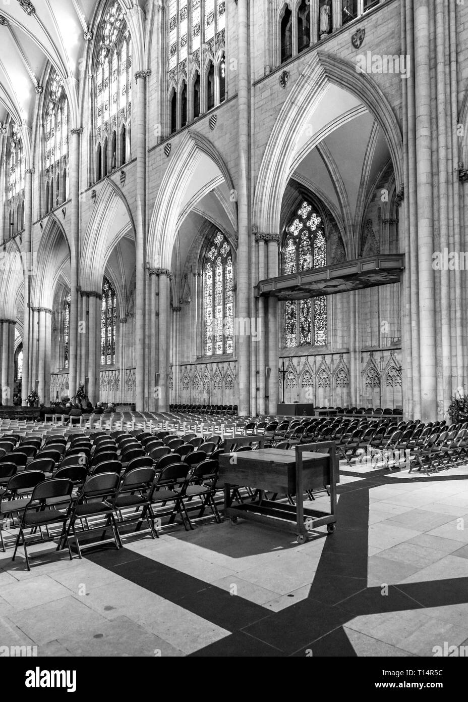 Spectacular interior of York Minster Cathedral, York, England Stock